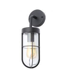 Harris Outdoor Industrial Style Caged Wall Light, Black