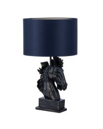 Harry Horse Table Lamp with Navy Shade, Black