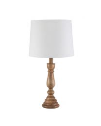 Henlock Wooden Table Lamp with White Shade, Natural