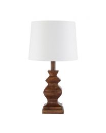 Henlock Wooden Table Lamp with White Shade, Walnut