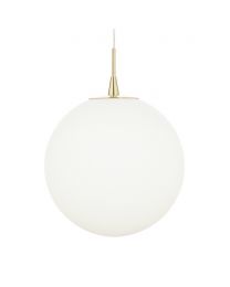 Hol Opal Glass Sphere Ceiling Pendant, Satin Brass