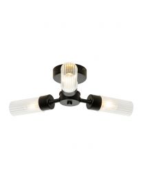 Kier Semi Flush Bathroom Ceiling Light, Black