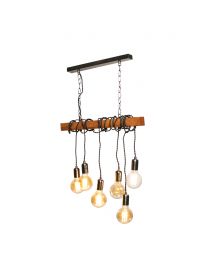 Kya Wooden Bar Ceiling Pendant, Natural