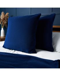 Large Microfleece Cushion, Navy Styled on Bed