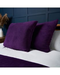 Large Microfleece Cushion, Plum Styled on Bed