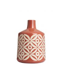 Large Petal Patterned Ceramic Vase, Terracotta