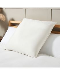Large Velour Piped Cushion, Ecru on bed