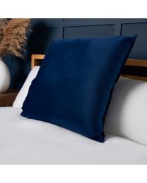 Large Velvet Cushion Cover, Navy Styled on Bed