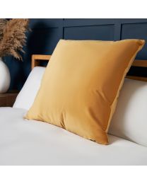 Large Velvet Cushion Cover, Ochre Styled on Bed
