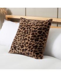 Leopard Print Fleece Cushion, Brown