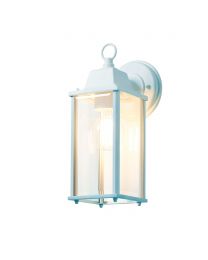 Lille Outdoor Bevelled Glass Wall Light Lantern, Pale Blue