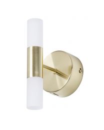 Lois Twin Frosted Wall Light, Satin Brass