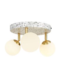 Lott Terrazzo Opal Ball 3 Light Spotlight Plate, Satin Brass