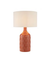 Lucy Ceramic Terracotta Table Lamp with White Shade, Orange