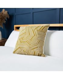 Luxury Chevron Cushion with Velvet, Green Styled on Bed