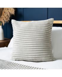 Luxury Ribbon Velvet Cushion, Silver Styled on Bed