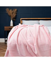 Luxury Ribbon Velvet Throw, Blush Styled on Bed