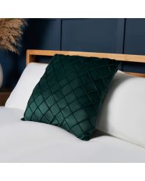Matte Velvet Cushion with Embroidered Design, Dark Green