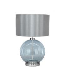 Metro Blue Glass Sphere Table Lamp, Nickel