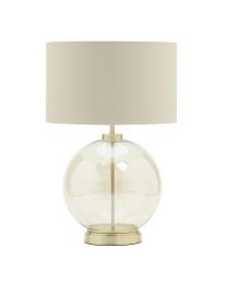 Metro Clear Glass Sphere Table Lamp, Satin Brass and Champagne