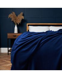 Microfleece Throw, Navy Styled on Bed