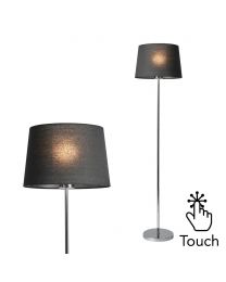 Mira Floor Lamp with Black Shade, Chrome touch