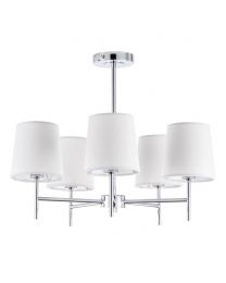 Mira Semi Flush Ceiling Light with Natural Shades, Chrome