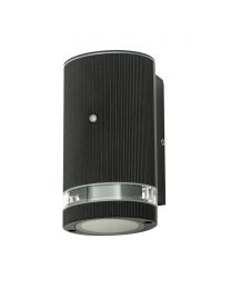 Murray Outdoor Cylinder Wall Light with Photocell, Black