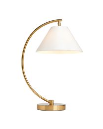 Nellie Curved Table Lamp, Satin Brass