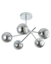 Nera Cross Arm Bathroom Semi Flush Ceiling Light, Chrome