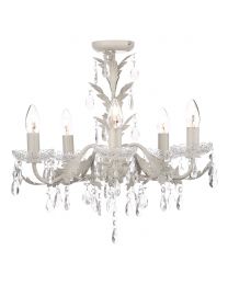 Paisley Flush Chandelier, Cream and Gold