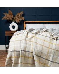 Roma Loose Fringe Throw, Natural Styled on Bed