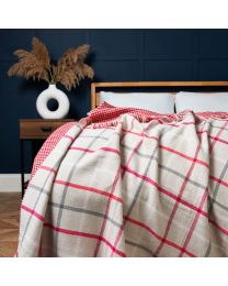 Roma Loose Fringe Throw, Red Styled on Bed