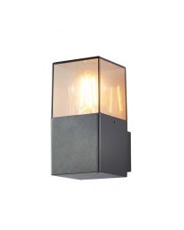 Rome Outdoor Square Up Wall Light with Smoked Shade, Grey
