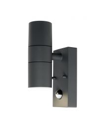 Roy Outdoor Up & Down Wall Light with Tempered Glass with PIR Sensor, Anthracite