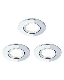3 Pack of Ruva Fire Rated LED IP65 Downlight, Chrome