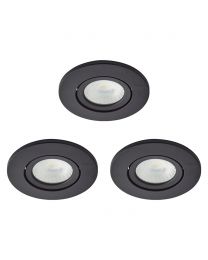 3 Pack of Ruva Fire Rated LED IP65 Downlight, Satin Black