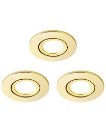 3 Pack of Ruva Fire Rated LED IP65 Downlight, Satin Brass