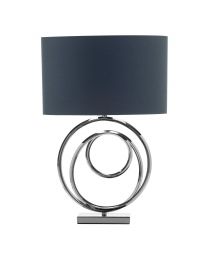 Saturn Swirl Base Table Lamp with Dark Grey Shade, Black Nickel