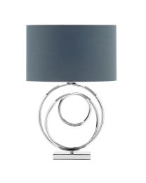 Saturn Swirl Base Table Lamp with Grey Shade, Chrome