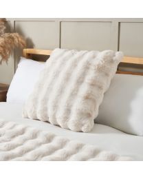 Scalloped Faux Fur Cushion, Cream