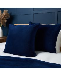 Small Microfleece Cushion, Navy Styled on Bed