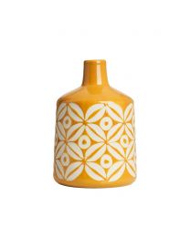 Small Petal Patterned Ceramic Vase, Ochre