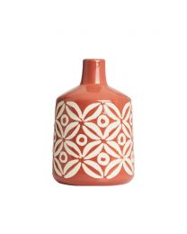 Small Petal Patterned Ceramic Vase, Terracotta