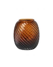 Lenticular Spiral Cognac Glass Vase, Amber
