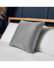 Small Velvet Cushion Cover, Silver Styled on Bed