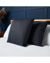 Snow Fleece Cushion, Charcoal Styled on Bed