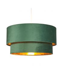 Tia Super Size Tiered Velvet Shade with Brass Lining, Green