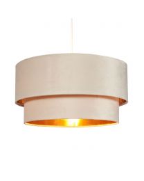 Tia Super Size Tiered Velvet Shade with Brass Lining, Ivory