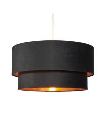 Tia Super Size Tiered Velvet Shade with Copper Lining, Black
